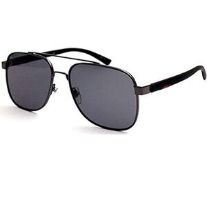 Gucci GG0422S Black Ruthenium Square Pilot Aviator Men’s Sunglasses
